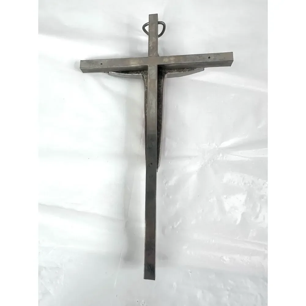 Cross Crucifix Jesus Christ Religious Christian Catholic Red Enamel Silver